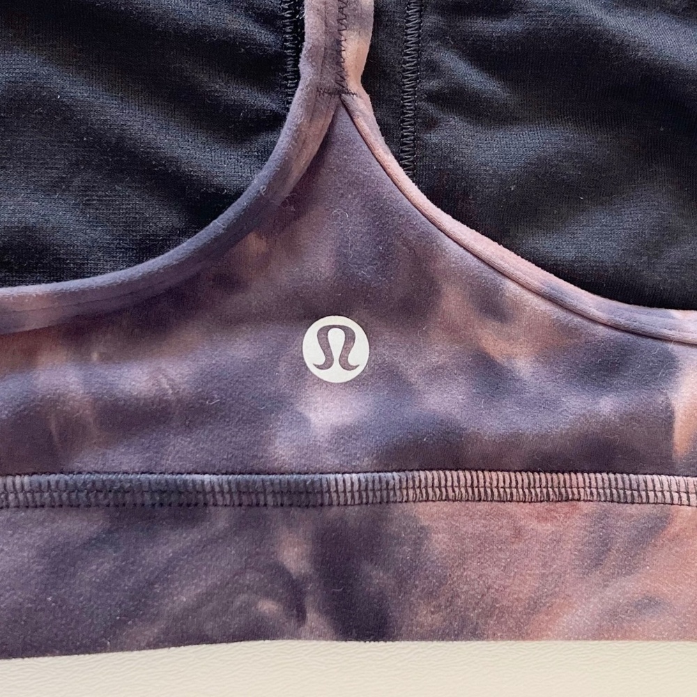 Lululemon Flow Y Sports Bra Top Racerback Tie Dye Activewear Athleisure Pink 6 - Picture 9 of 11